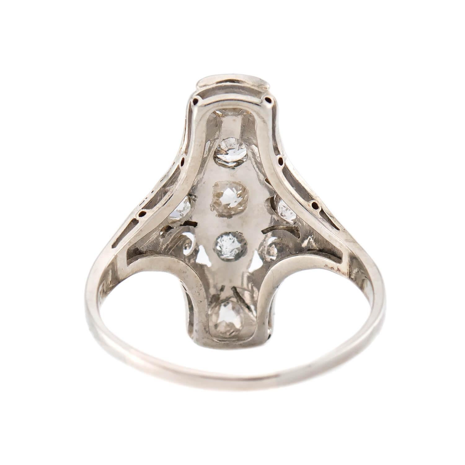 De las mujeres Anillo Navette de Diamantes Art Decó 18k/Platino en venta