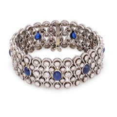 Art Deco 18k/Platinum Diamond & Sapphire Bracelet