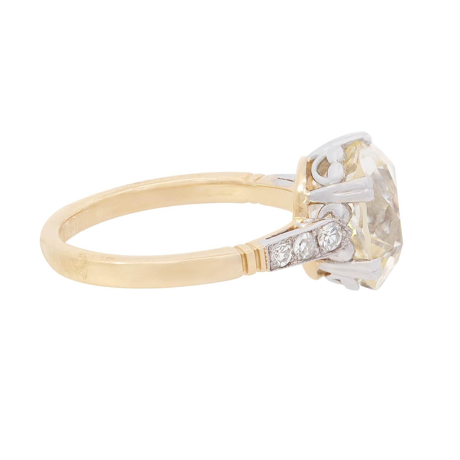 Brilliant Cut Art Deco 18k/Platinum GIA Diamond Engagement Ring 4.07ct For Sale