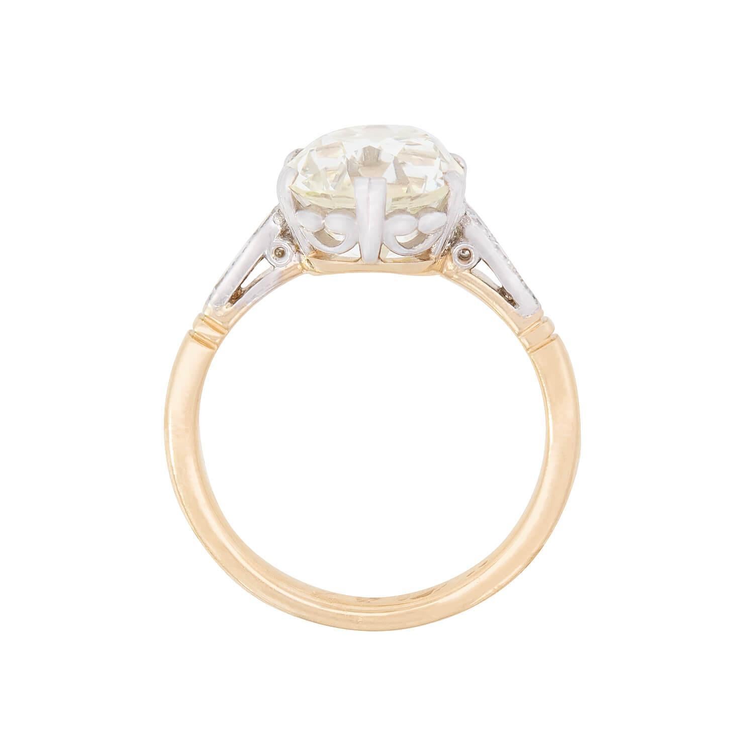 Art Deco 18k/Platinum GIA Diamond Engagement Ring 4.07ct In Good Condition For Sale In Narberth, PA