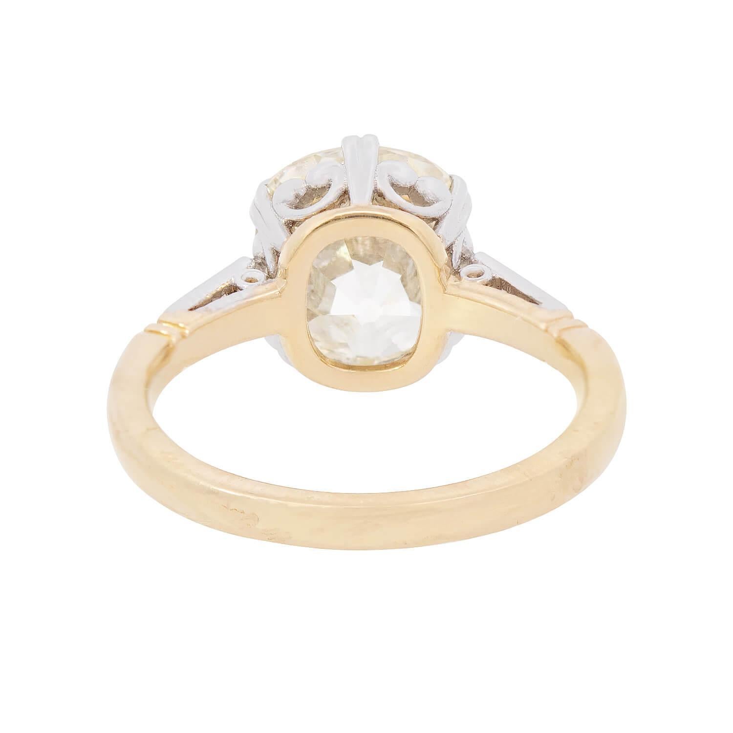 Bague de fiançailles Art déco 18k/Platine GIA diamant 4,07 carats Unisexe en vente