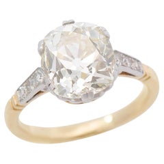Bague de fiançailles Art déco 18k/Platine GIA diamant 4,07 carats