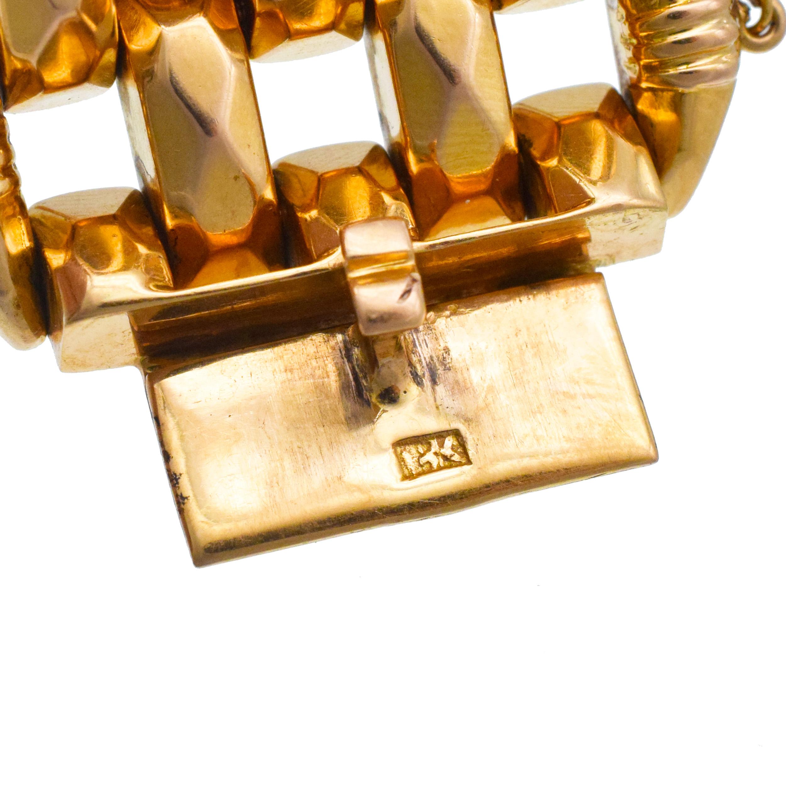 Art Deco 18k Rose Gold Wide Multi Row Bracelet. en vente 7