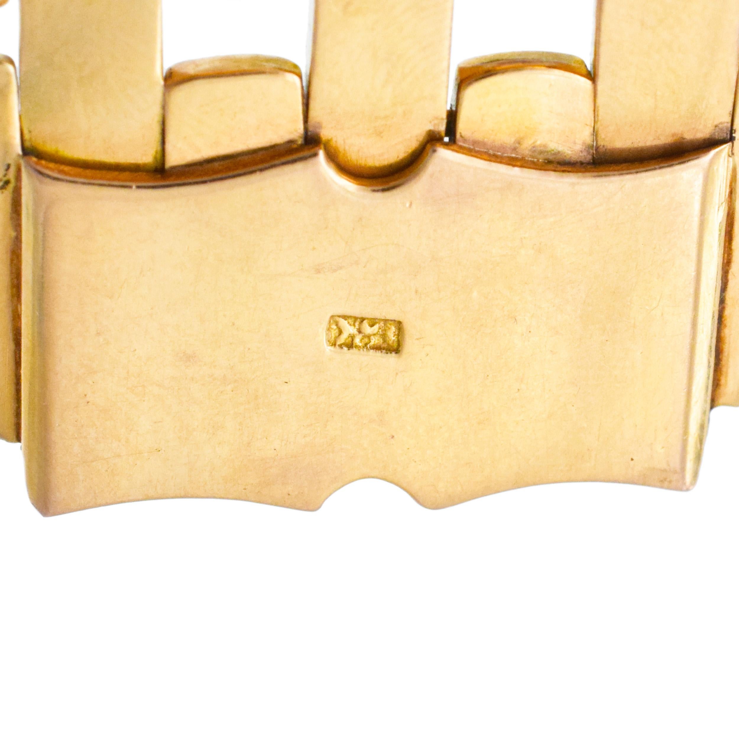 Art Deco 18k Rose Gold Wide Multi Row Bracelet. en vente 9