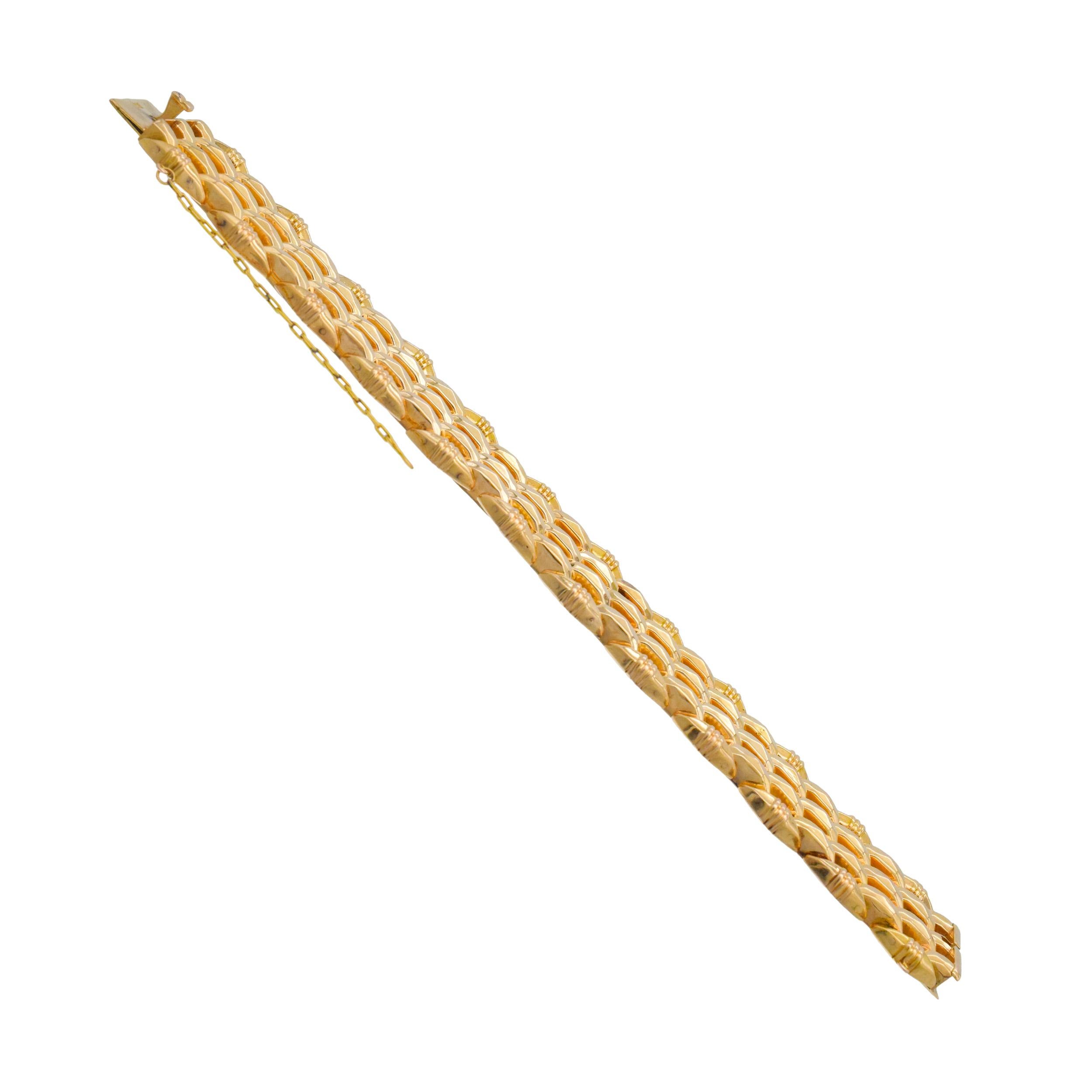 Art Deco 18k Rose Gold Wide Multi Row Bracelet. en vente 1