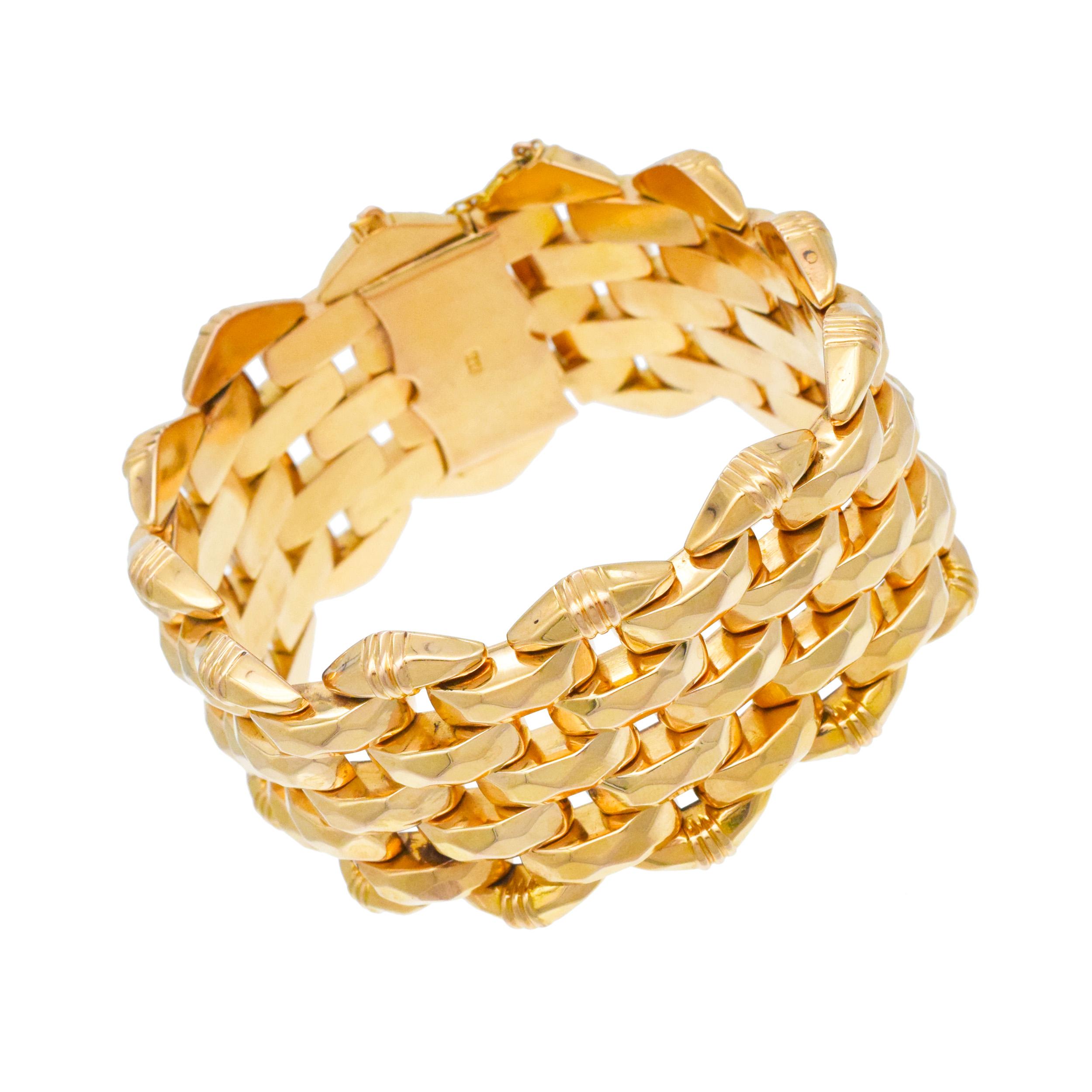 Art Deco 18k Rose Gold Wide Multi Row Bracelet. en vente 2