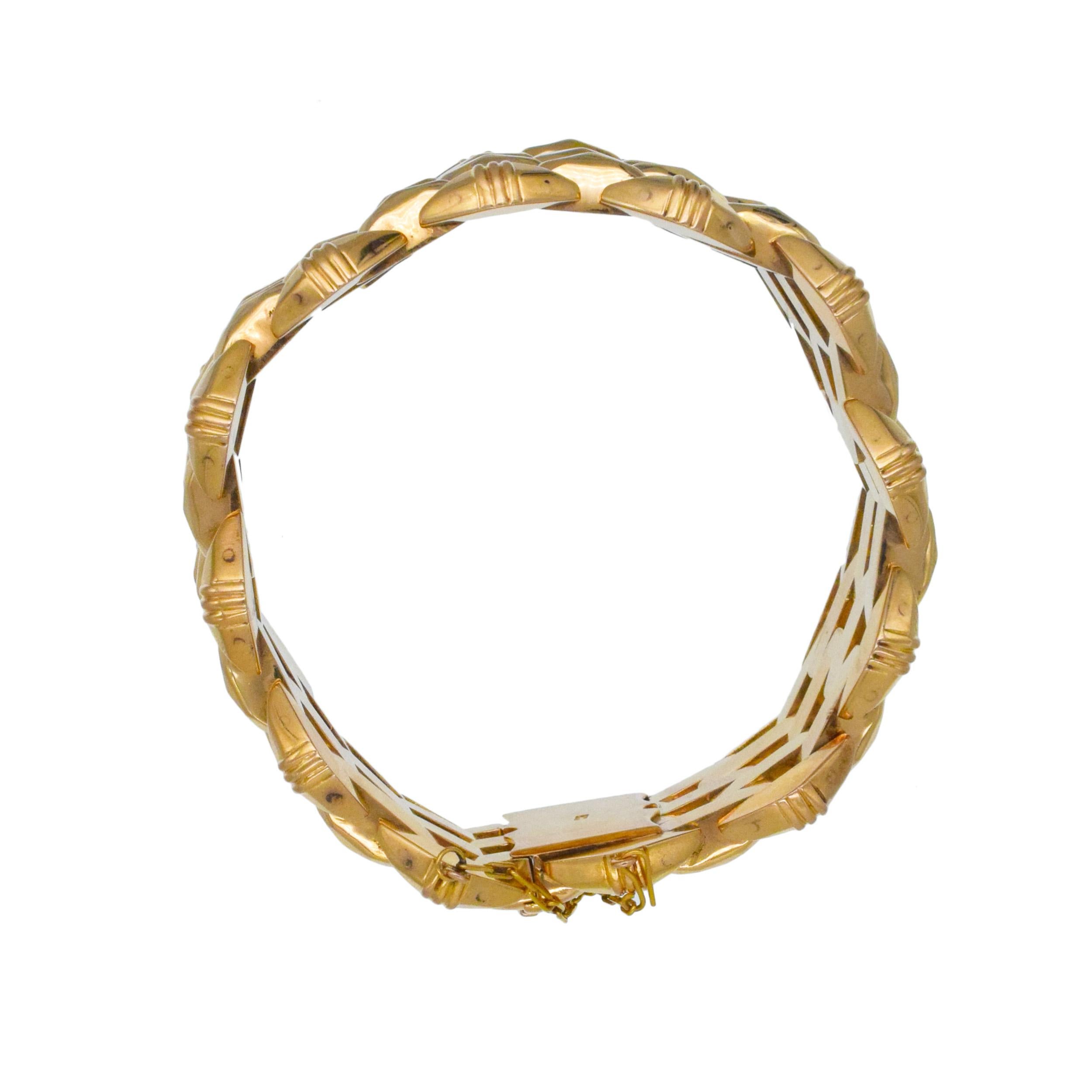 Art Deco 18k Rose Gold Wide Multi Row Bracelet. en vente 4