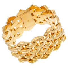 Art Deco 18k Rose Gold Wide Multi Row Bracelet.