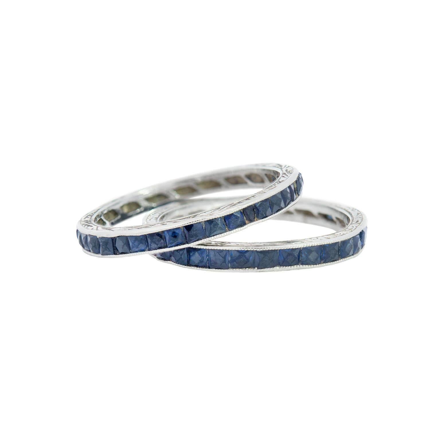 Art Deco 18k Sapphire Eternity Bands For Sale