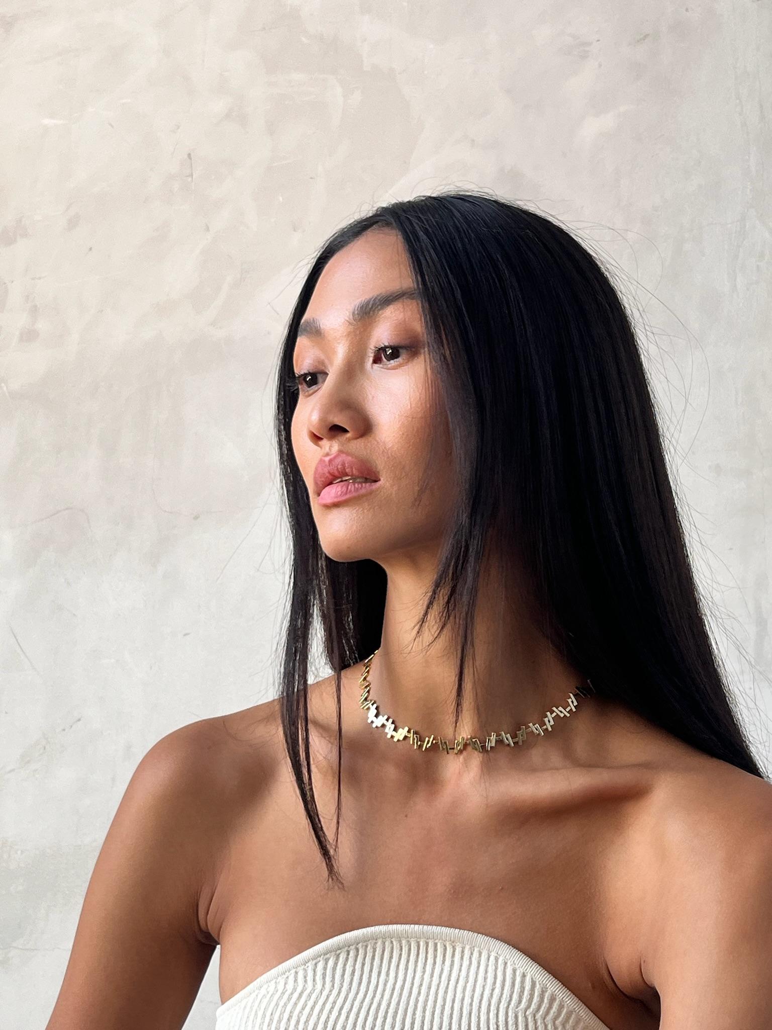 Collier à maillons multiples en or jaune massif 18k Art déco en vente 6