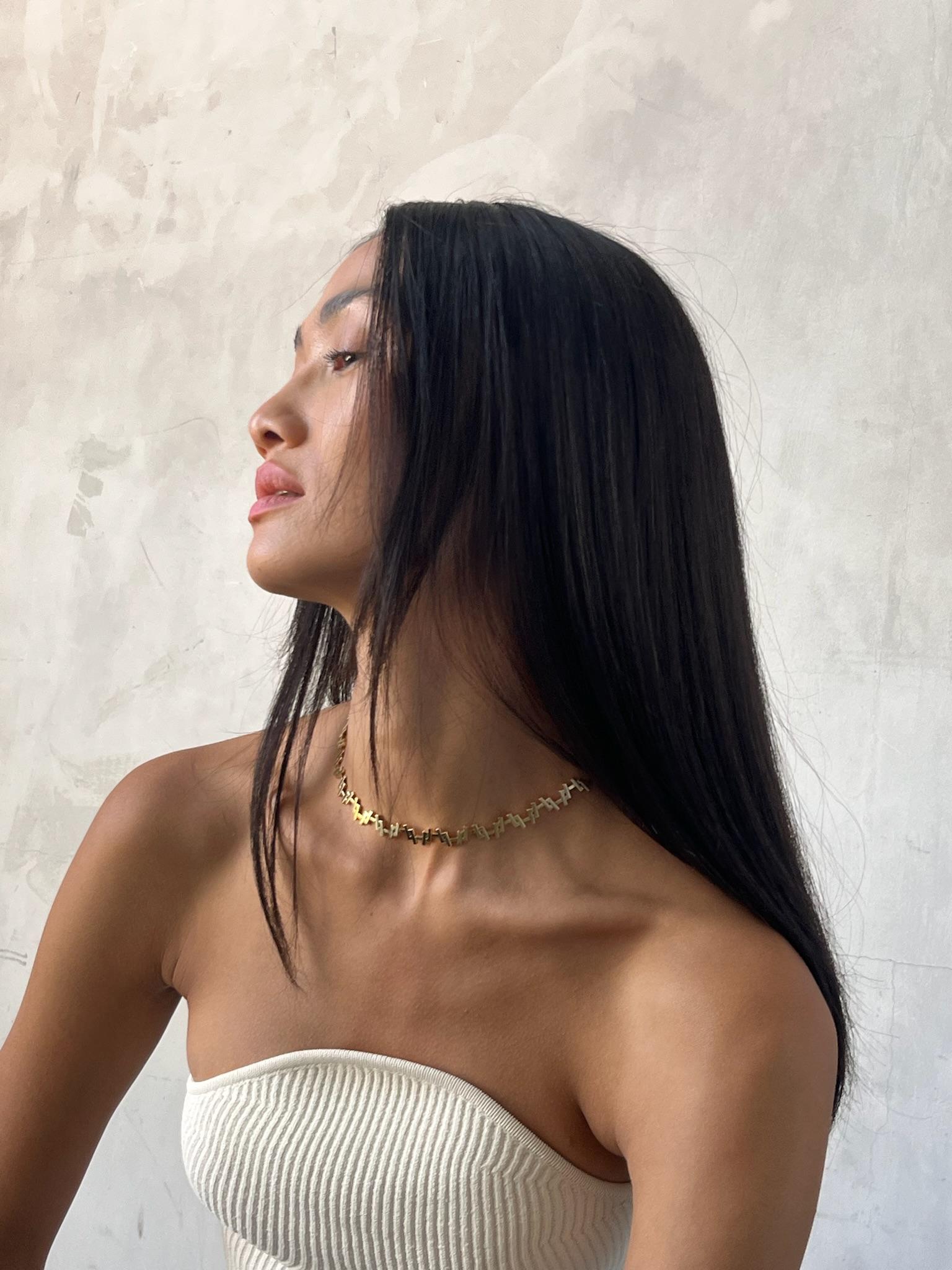 Collier à maillons multiples en or jaune massif 18k Art déco en vente 7