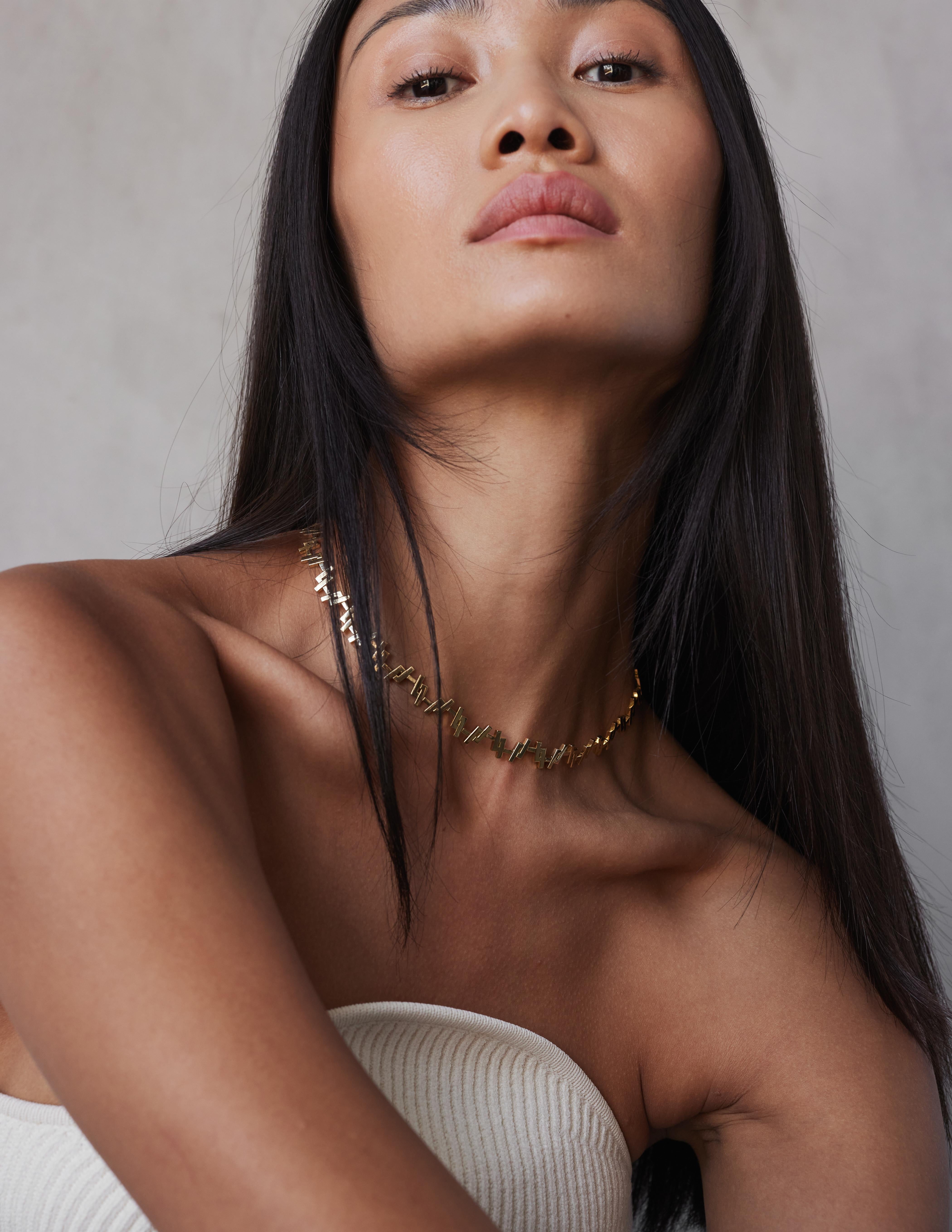 Collier à maillons multiples en or jaune massif 18k Art déco en vente 1