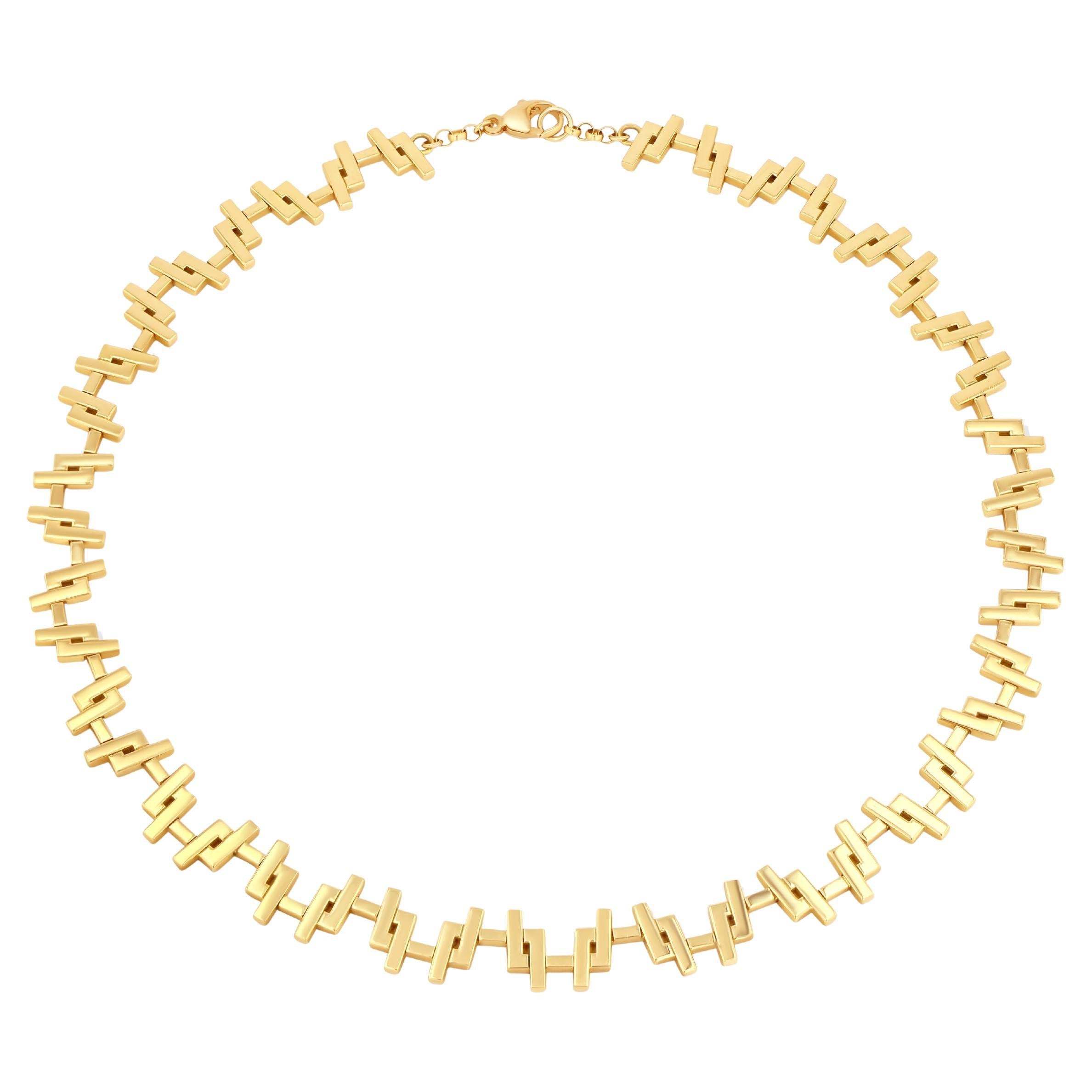 Collier à maillons multiples en or jaune massif 18k Art déco en vente