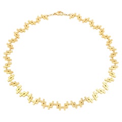 Collier à maillons multiples en or jaune massif 18k Art déco