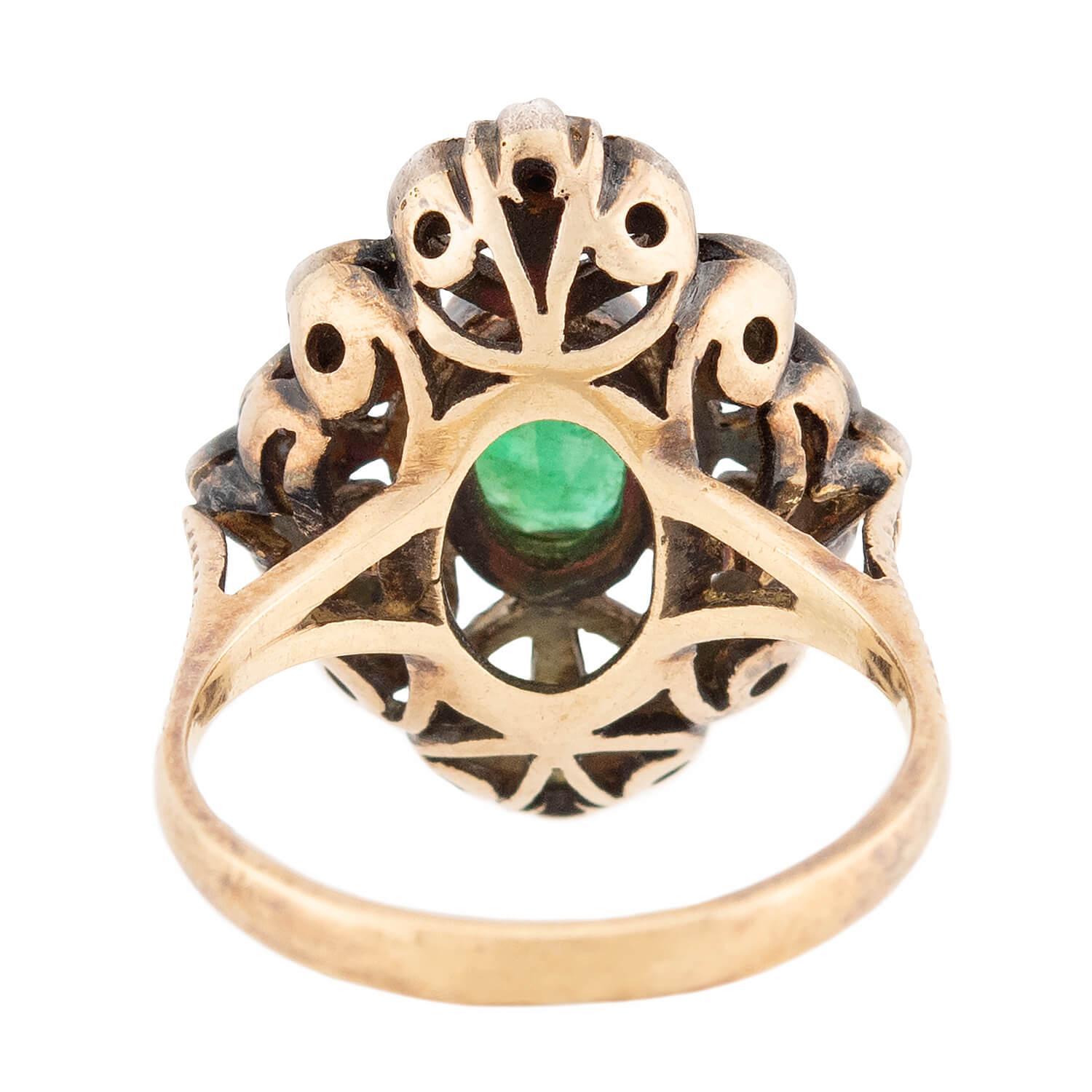 Anello Art Deco con smeraldo in argento 18k/sterlina In condizioni buone in vendita a Narberth, PA