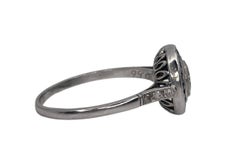 Art Deco 18K White Gold 0.56ct Diamond Sapphire Target Ring