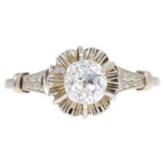 Art Deco 18K White Gold 0.75 Carat Old Mine Diamond Engagement Ring
