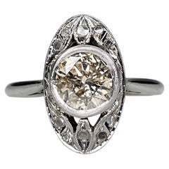 Art Deco 950 Platinum 1.00 Carat Diamond Oval Engagement Ring