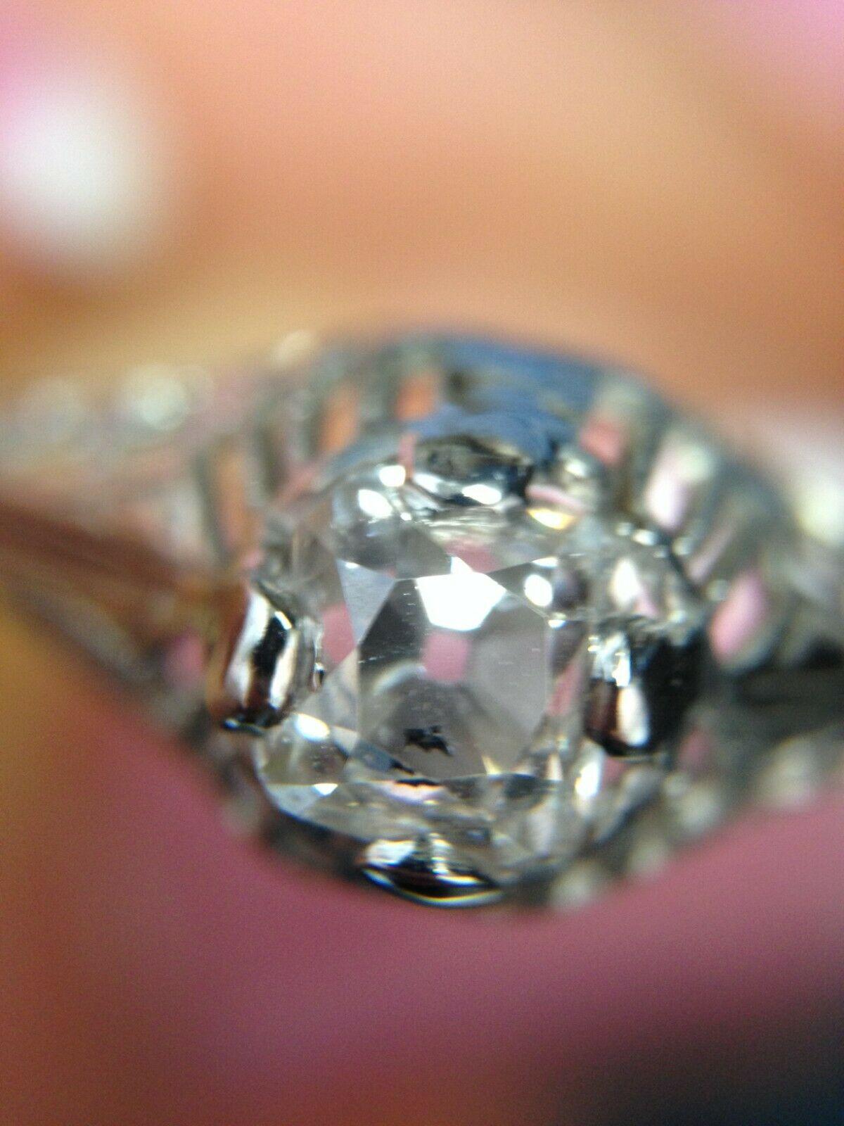 Art Deco 18K White Gold .52ct French Mine Cut Diamond Ring 2