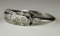 Art Deco 18K White Gold Diamond Band Ring