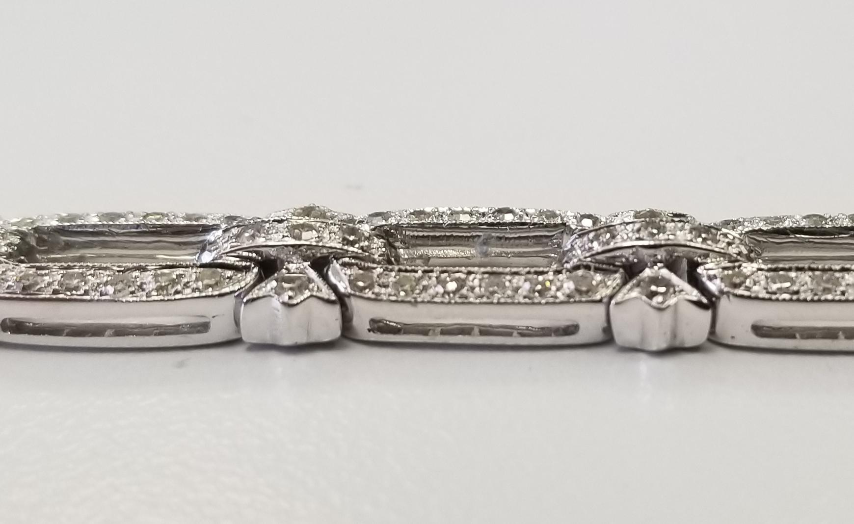 Art Deco Style 18 Karat White Gold Diamond Bracelet .90pts. Carat 1