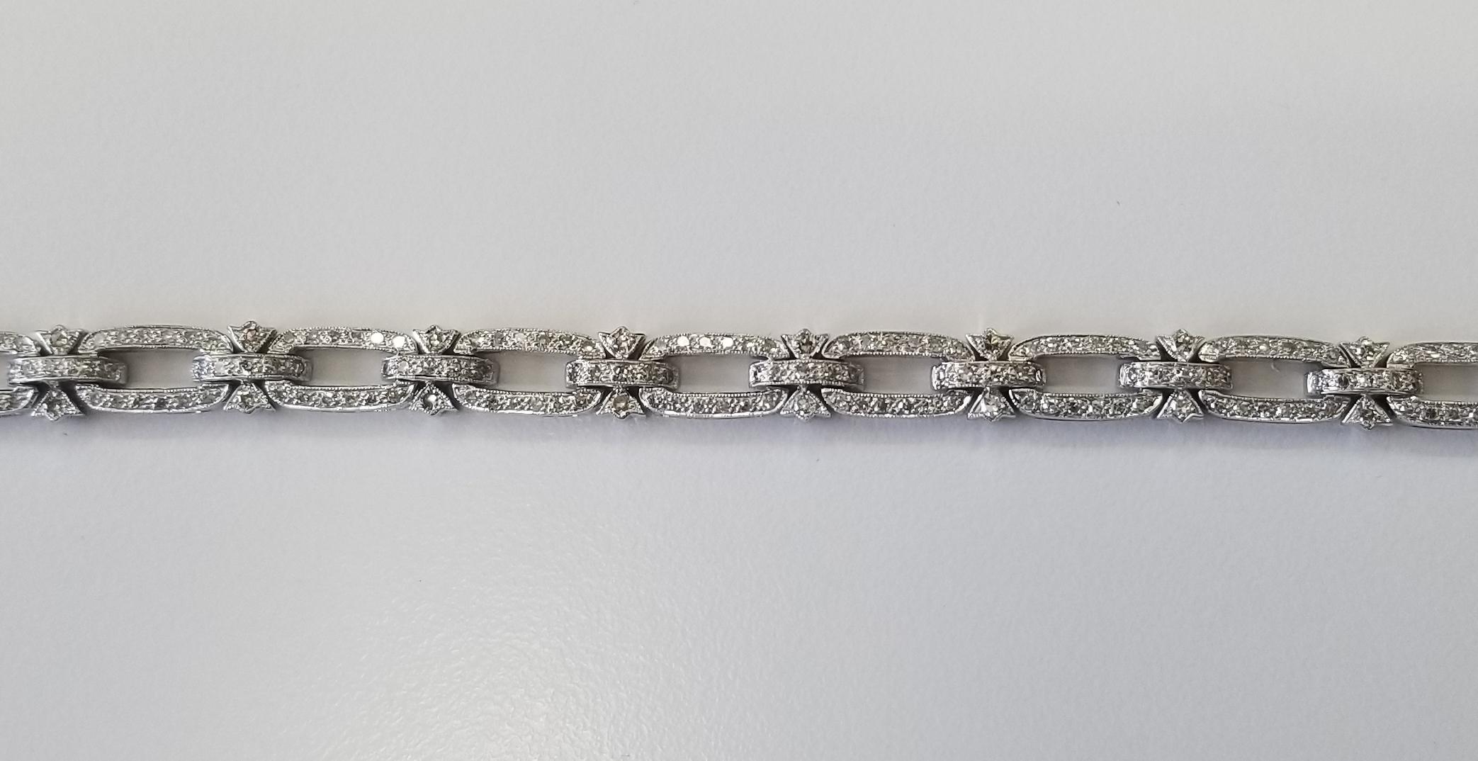 Art Deco Style 18 Karat White Gold Diamond Bracelet .90pts. Carat 2