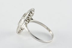 Art Deco 18K White Gold Diamond Navette Dinner Ring