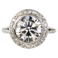 Art Deco 18K White Gold Diamond Ring, 3.64ct J.VVS2, French 1930s