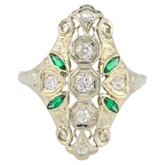 Anello Art Deco con diamanti in oro bianco 18 carati - Certificato IGI, 0,33 carati di diamanti naturali