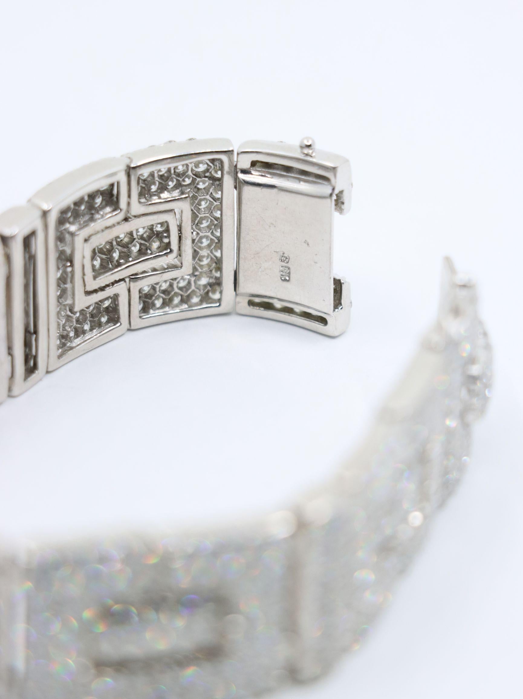 Art Deco 18K Weißgold Diamanten Armband im Angebot 5