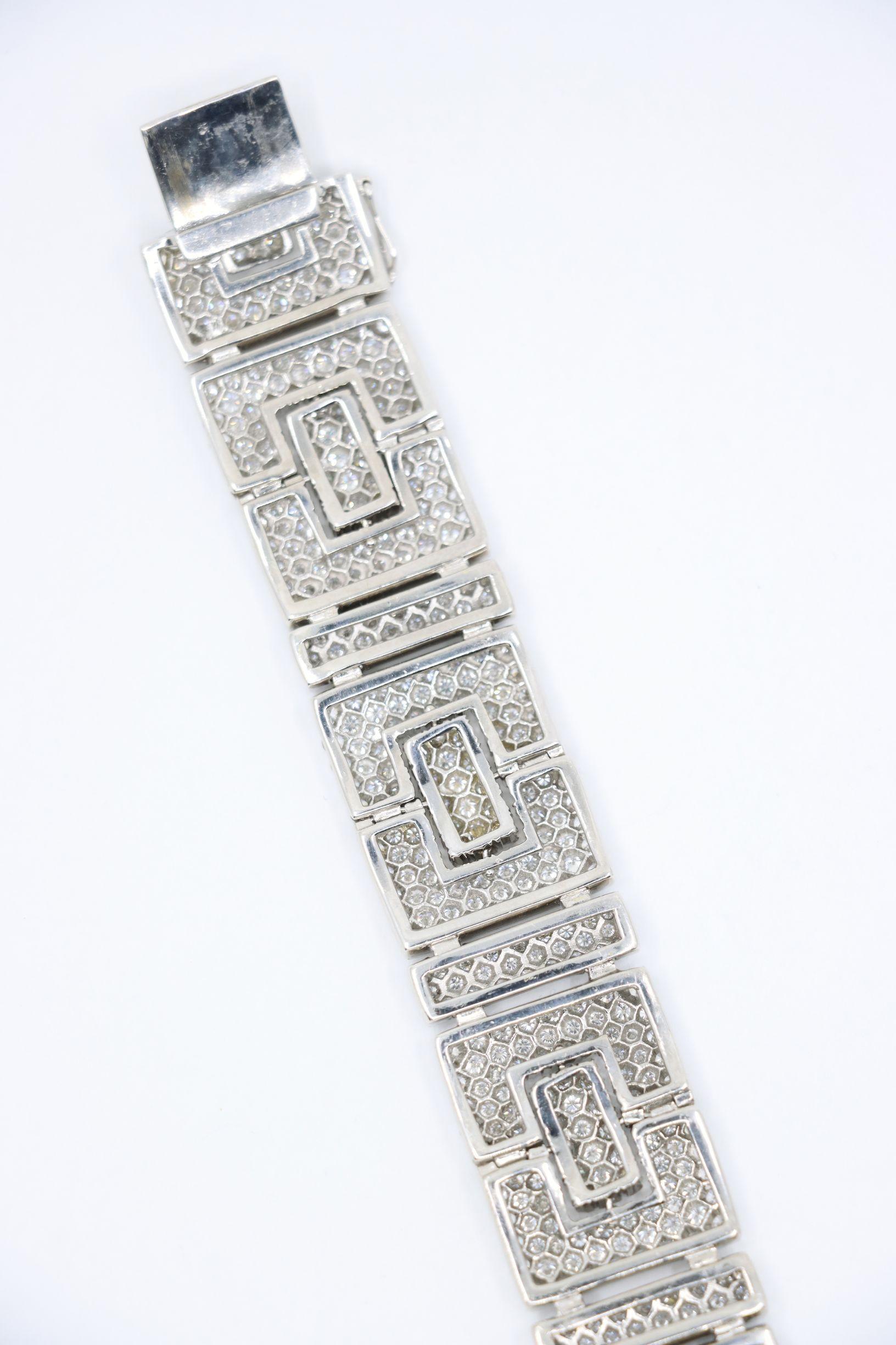 Art Deco 18K Weißgold Diamanten Armband im Angebot 6