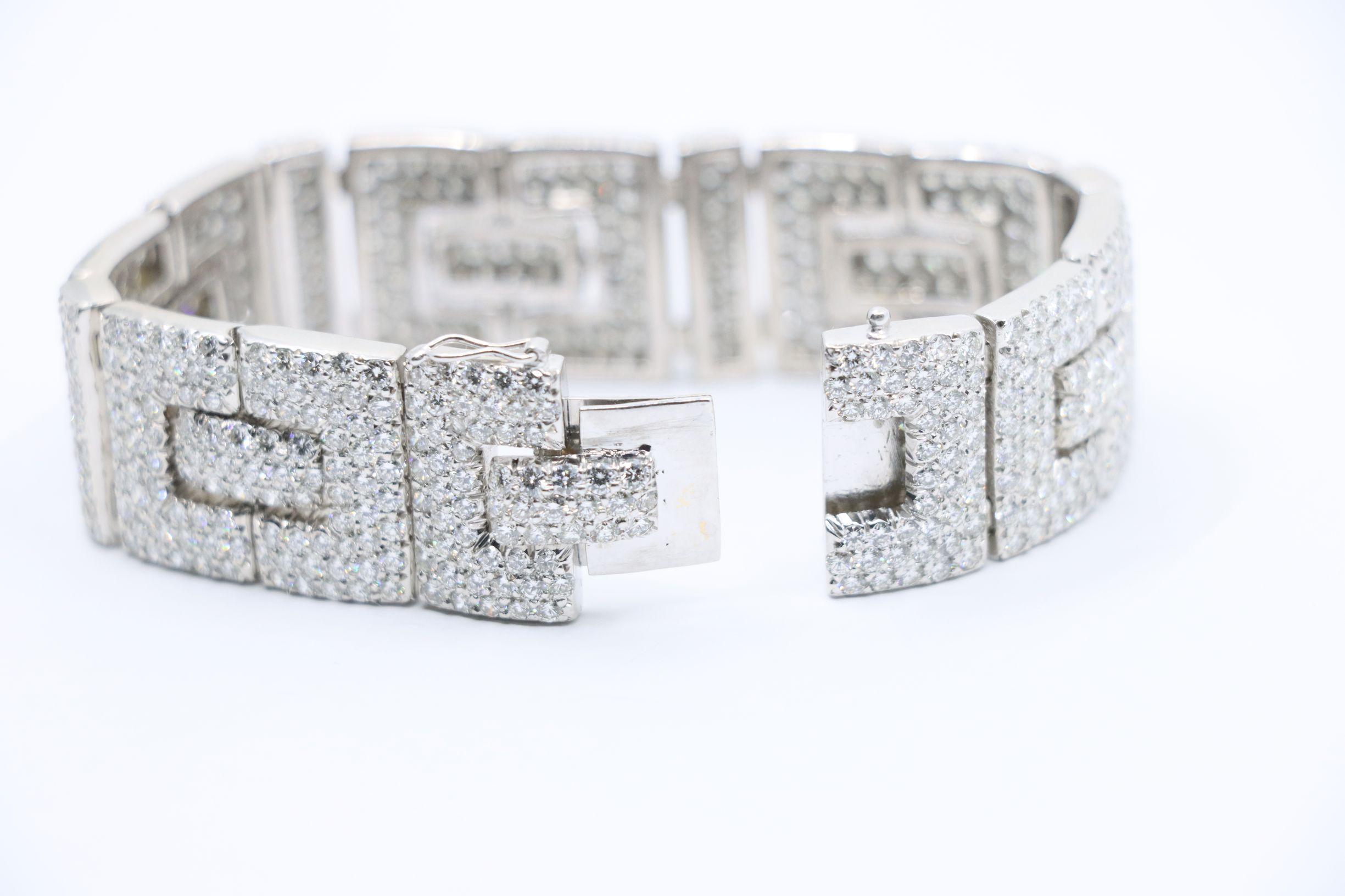 Art Deco 18K Weißgold Diamanten Armband im Angebot 7
