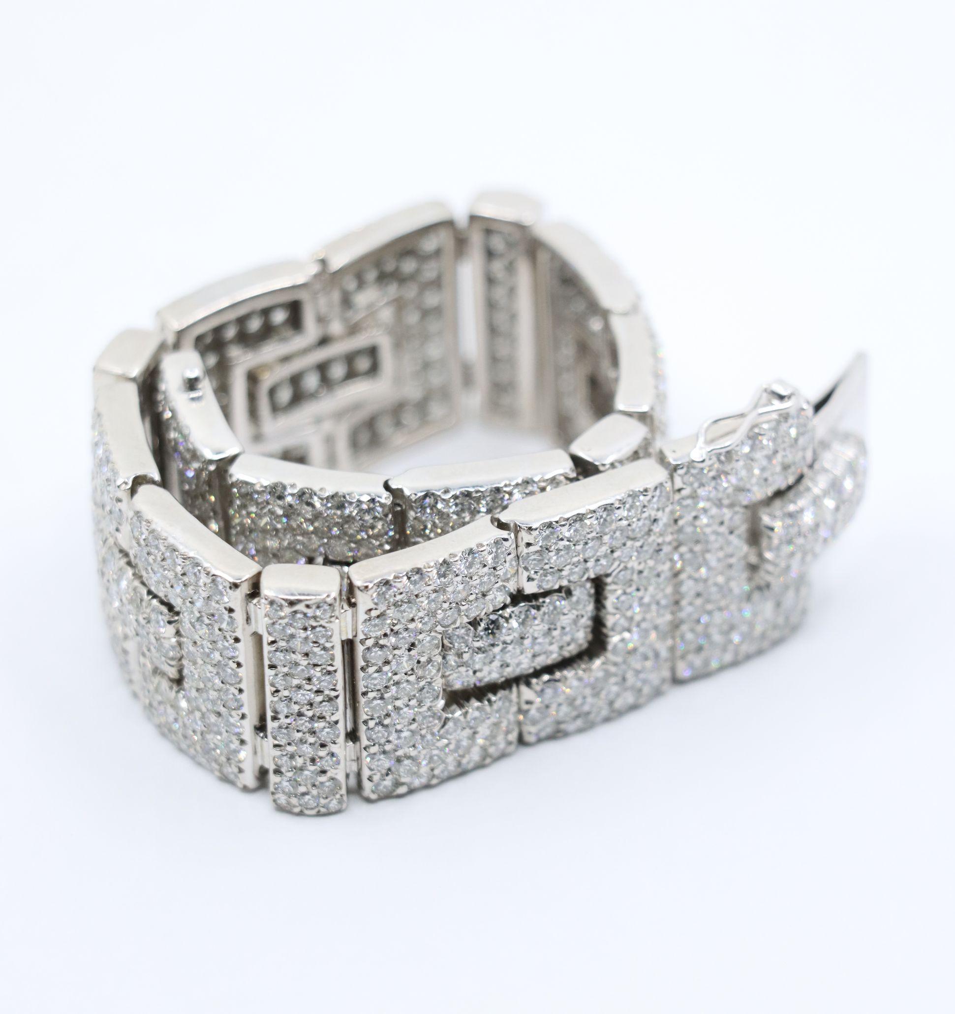 Art Deco 18K Weißgold Diamanten Armband im Angebot 8