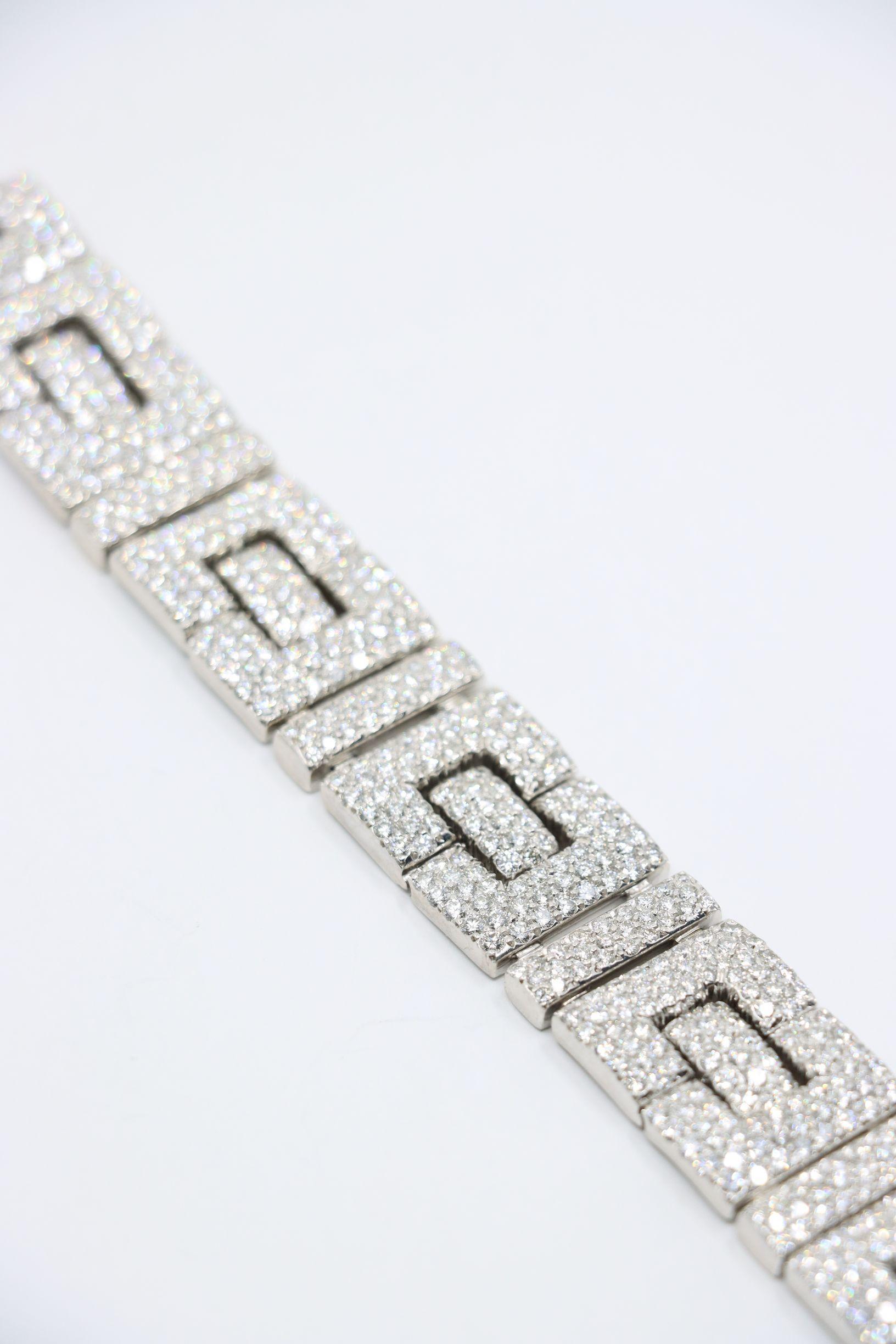 Art Deco 18K Weißgold Diamanten Armband im Angebot 9