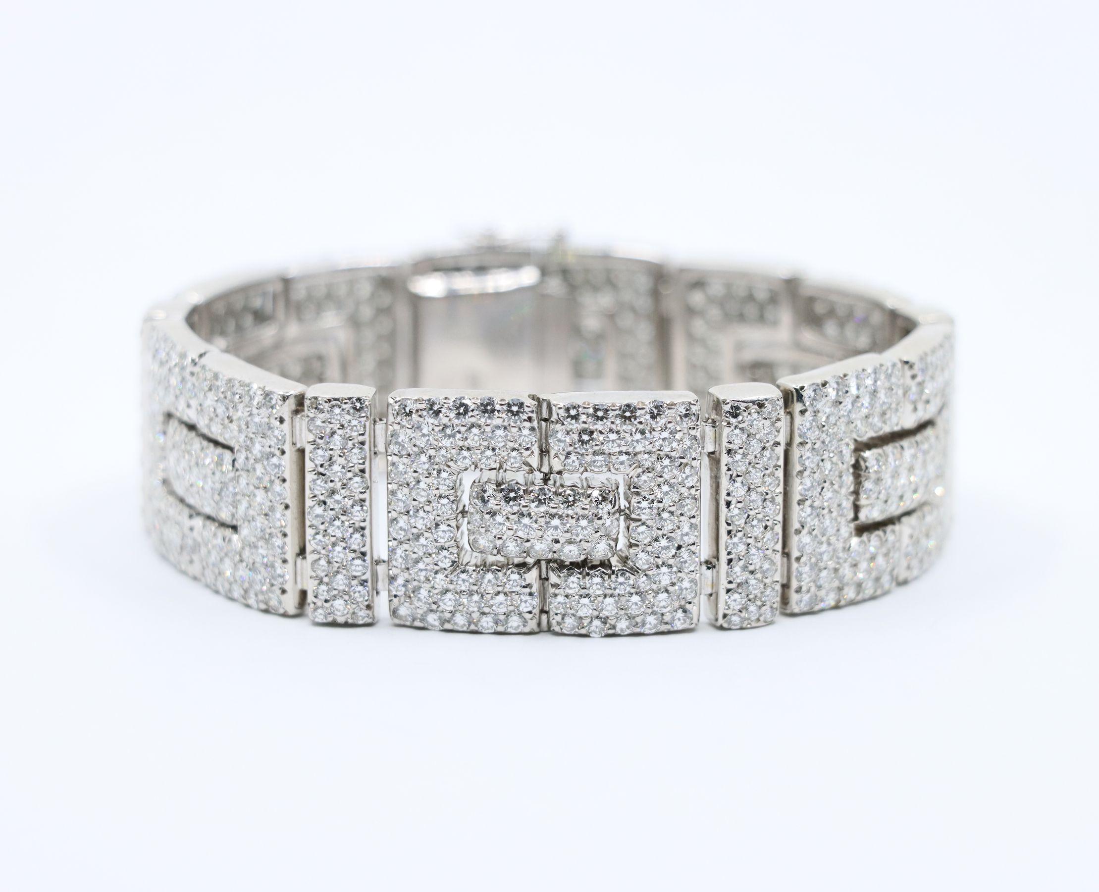Art Deco 18K Weißgold Diamanten Armband (Art déco) im Angebot