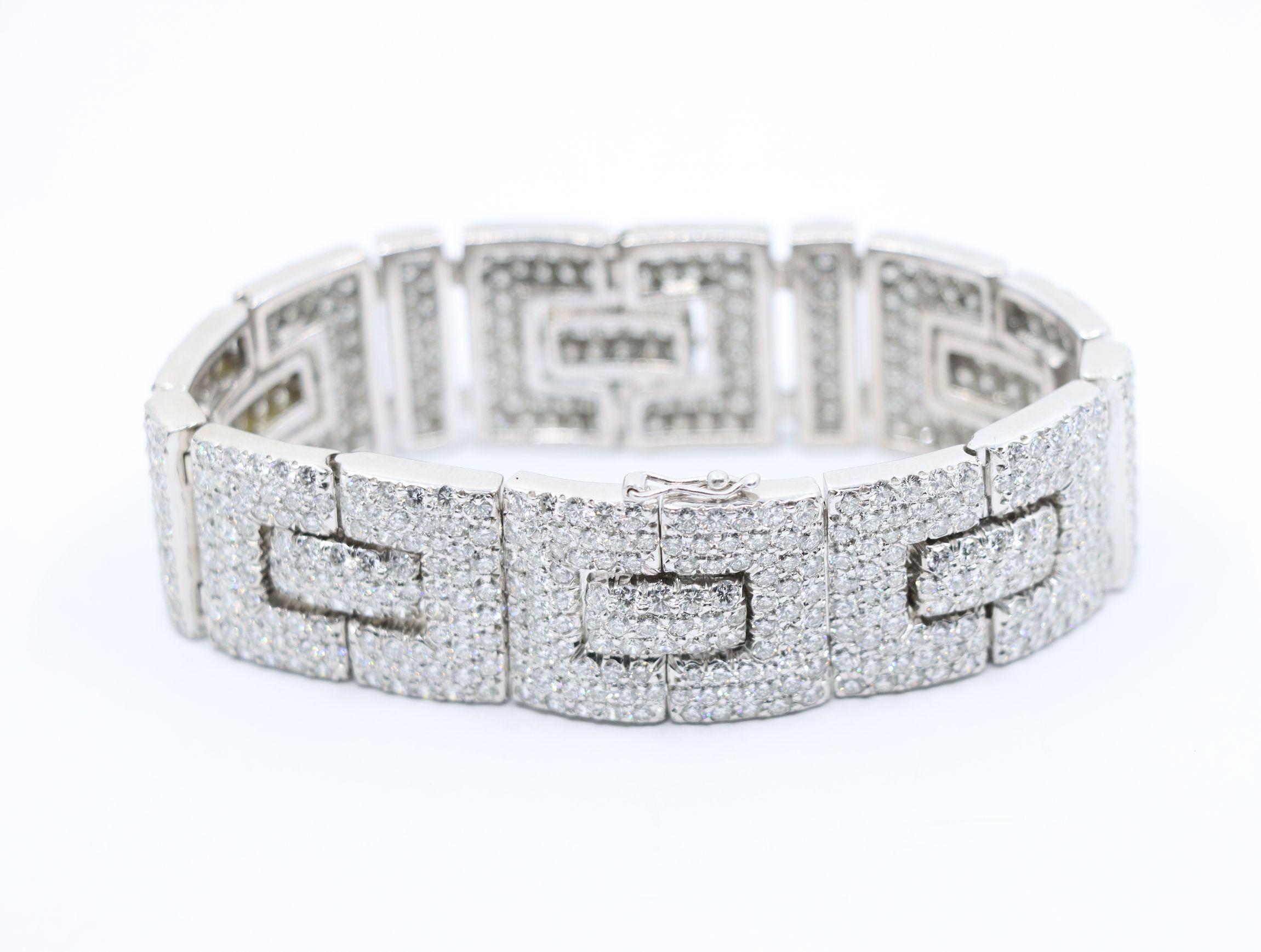 Art Deco 18K Weißgold Diamanten Armband Damen im Angebot
