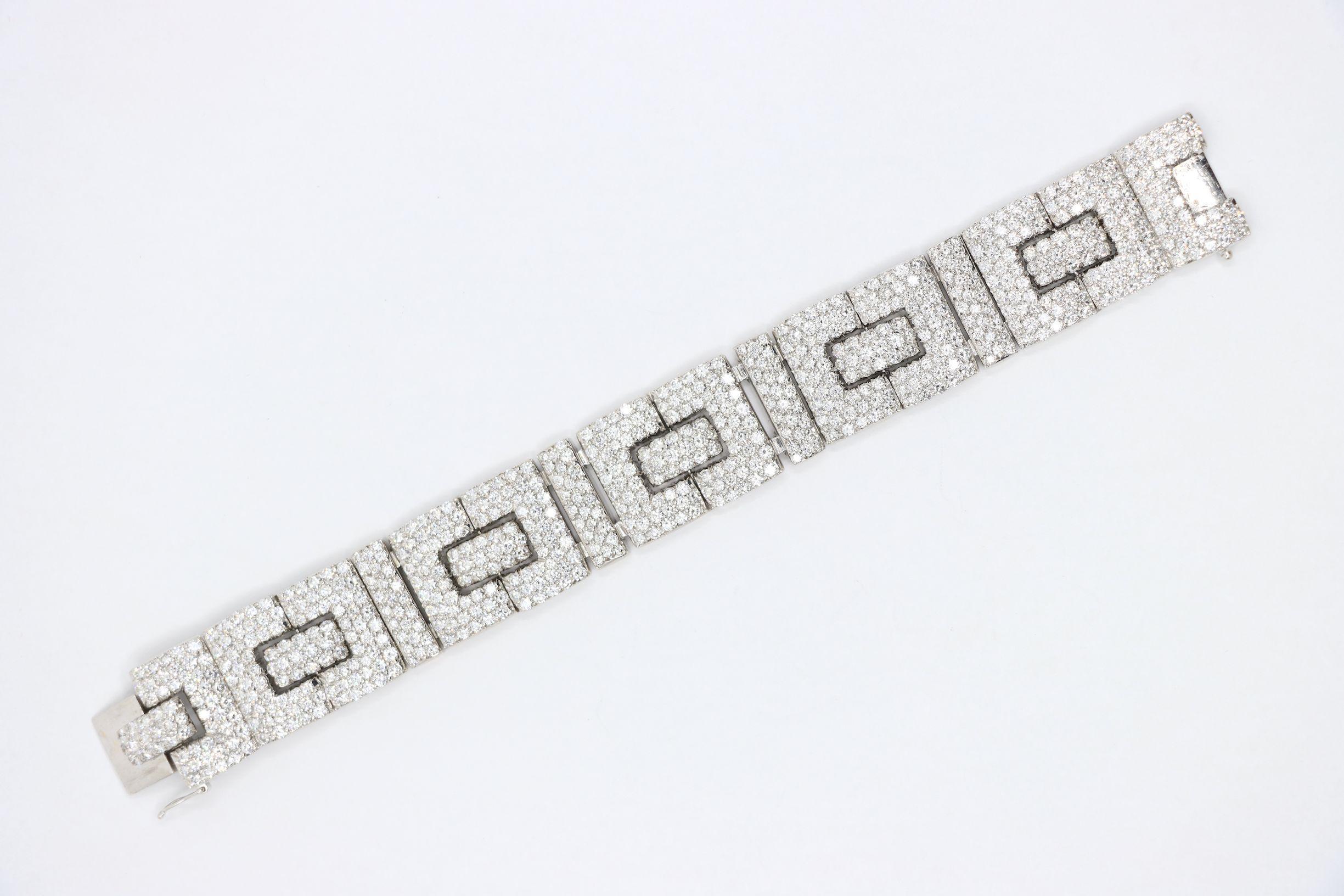 Art Deco 18K Weißgold Diamanten Armband im Angebot 1