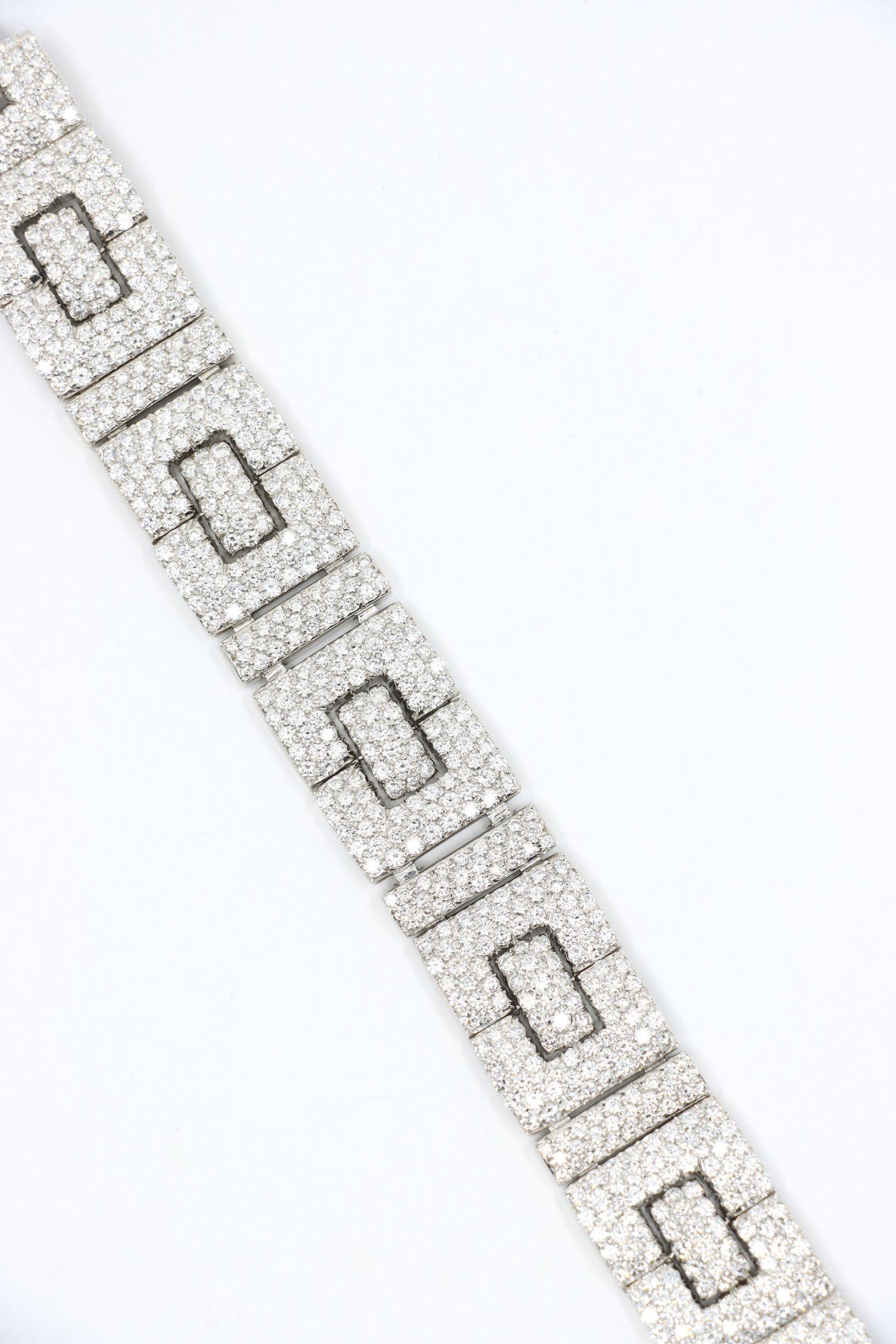 Art Deco 18K Weißgold Diamanten Armband im Angebot 2