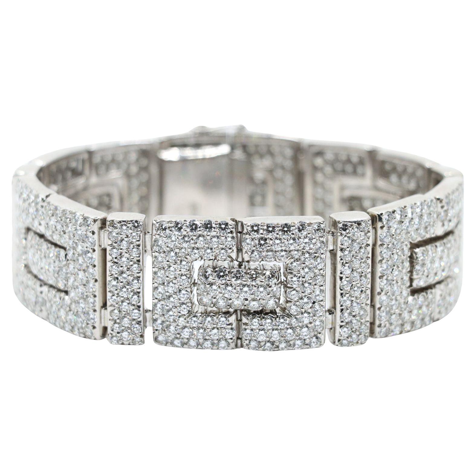 Art Deco 18K Weißgold Diamanten Armband im Angebot