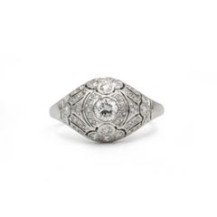 Art Deco 18K white gold Dome Ring with Old-Cut Diamonds — French, 1930s