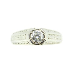 Art Deco 18k White Gold Men's 1/2ct Genuine Natural Diamond Ring '#J4498'
