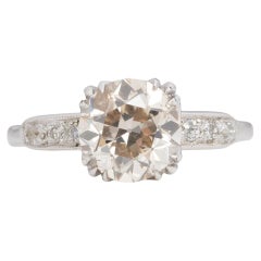 Art Deco 18k White Gold Over 2ct Old Mine Cut Diamond Antique Engagement Ring