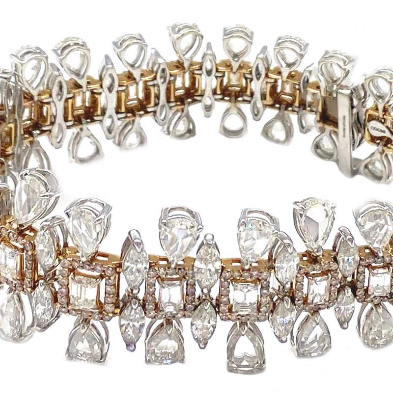 Art Deco Stil 18 Karat Weißgold Statement-Diamant-Coomi-Armband (Tropfenschliff) im Angebot