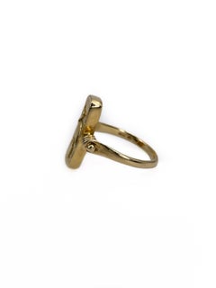 Art Deco 18K Yellow Gold Crane Bird Ring