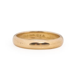 Art Deco 18K Yellow Gold Ellis Brothers Comfort Fit Men's Stackable Wedding Band