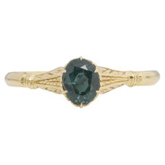 Art Deco 18k Yellow Gold Oval Cut Alexandrite Solitaire Gemstone Stone Ring GIA