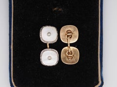 Boutons de manchette Art déco en or jaune 18K avec perles