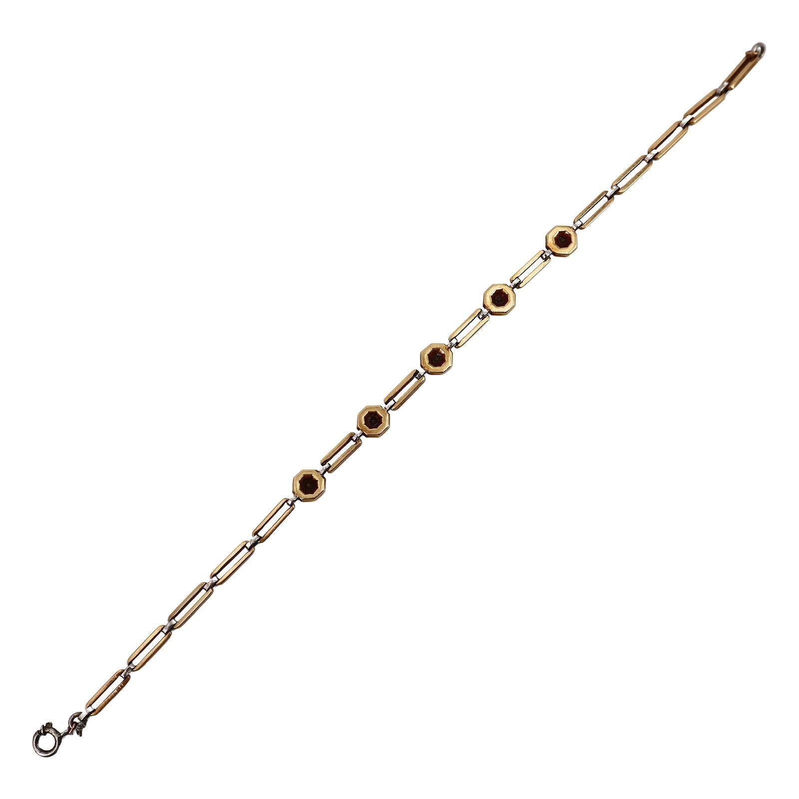 Art Deco 18kt Gold and Platinum Bracelet with Diamonds Bon état - En vente à Aventura, FL