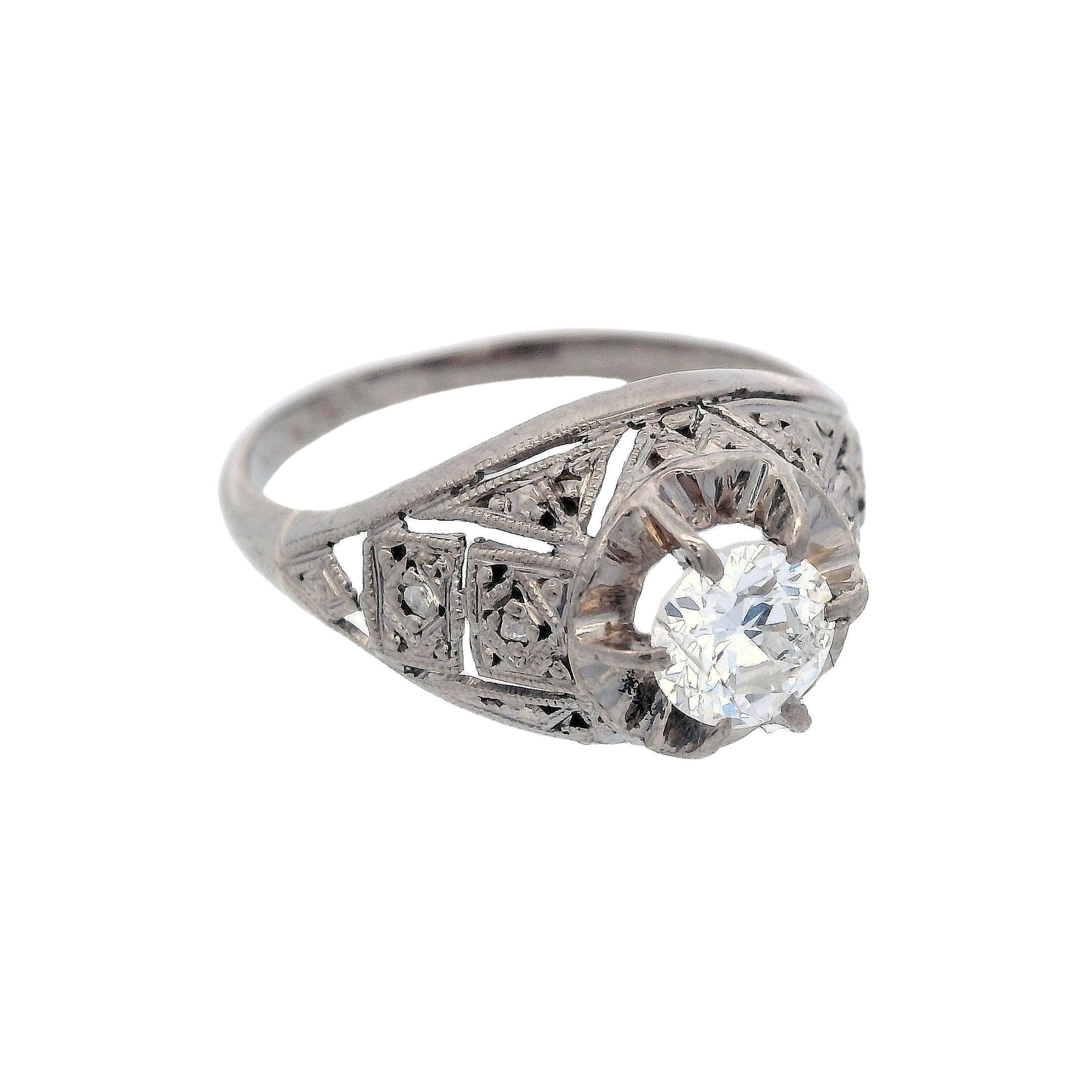 Bague filigrane Art déco en or 18 carats avec diamants en vente 2