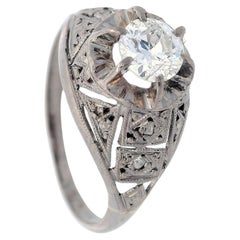 Filigraner Art-Déco-Ring aus 18 Karat Gold mit Diamanten